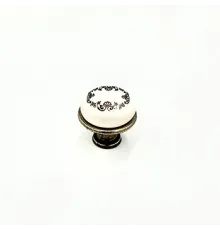 Ручка-кнопка античная бронза BY16008 KNOB SAB+GOLD FLOWER (800/80)