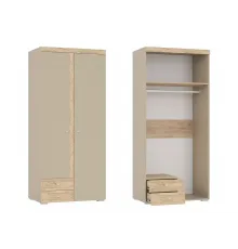 Шкаф 2-х дверный с двумя ящиками ПАЛЕРМО 6-87003, дуб крафт золотой + капучино