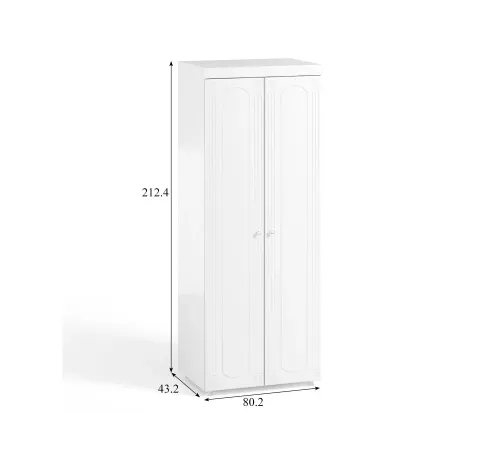 Шкаф 2-х дверный (гл.410) Афина АФ-42 белое дерево