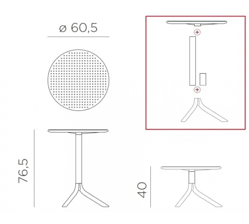 Стол пластиковый обеденный Nardi Step + Step Mini