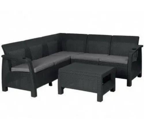Угловой  комплект мебели Keter CORFU RELAX SET 5-ти местный, антрацит