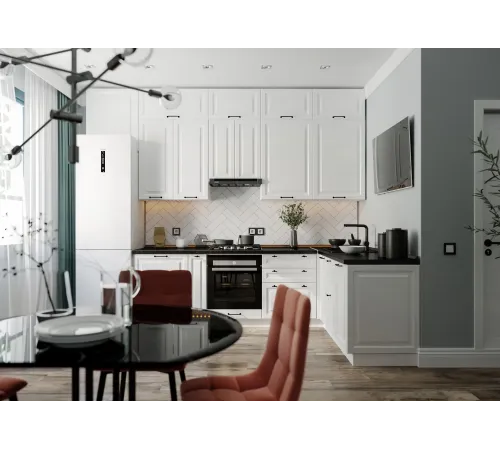 Кухня Ницца Royal 3200*1800 Blanco МДФ угловая