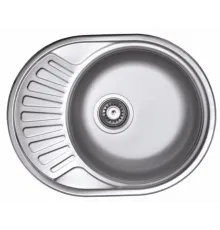 Мойка для кухни из нержавеющей стали врезная овал 570х450х160х0,6мм чаша правая
