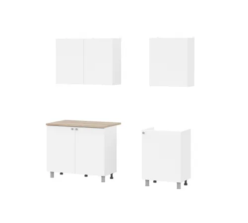 Кухонный гарнитур "КГ 6" (1,6м) (Серия 2) Белый текстурный/Дуб Сонома