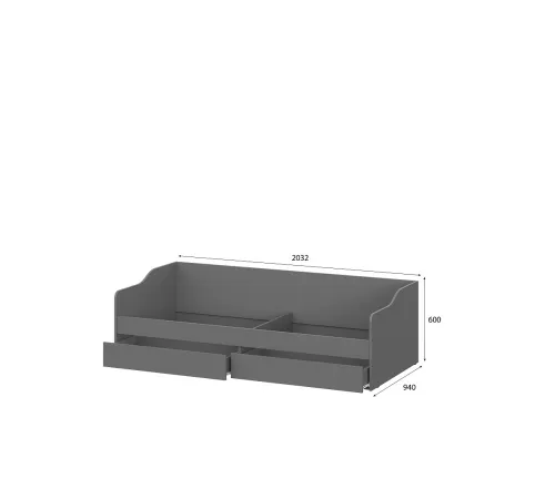 Кровать "КР 2" (универсальная) Графит серый