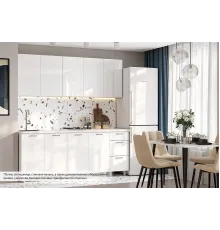 Кухонный гарнитур Модерн New (2,0м) (без столешниц) Белый / Белый глянец Бруно / Белый глянец Бруно