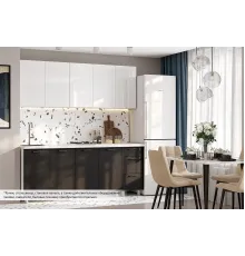 Кухонный гарнитур Модерн New (2,0м) (без столешниц) Белый / Белый глянец Бруно / Графит