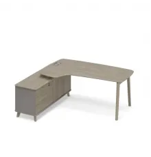 Стoл эргономичный на тумбе левый (тип 4) WOOD